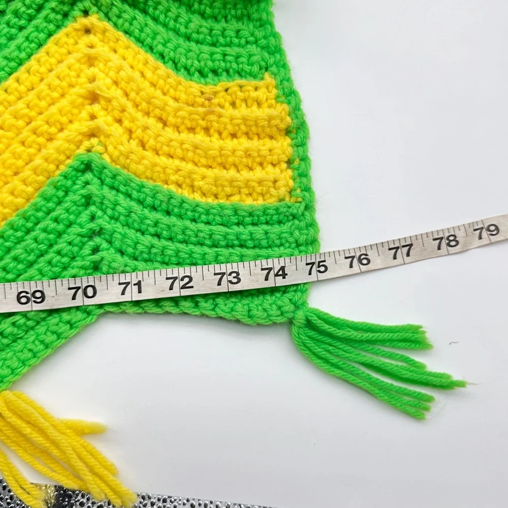 Vintage‎ Handmade Granny Crocheted Throw/Blanket  75” x 90”  Green and Yellow
